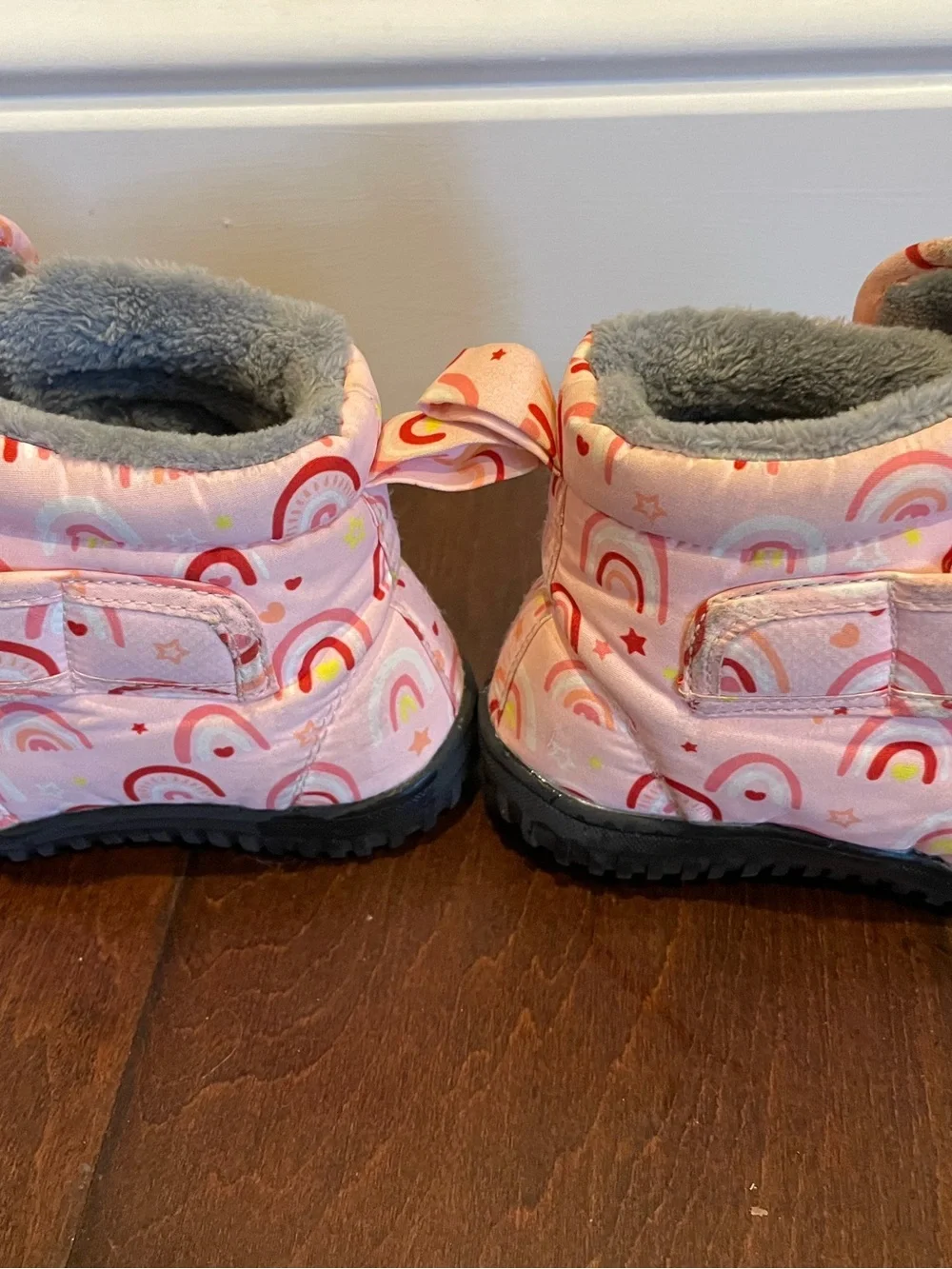 Jan & Jul Toddler Pink Rainbow Snow Boots with Velcro Closure